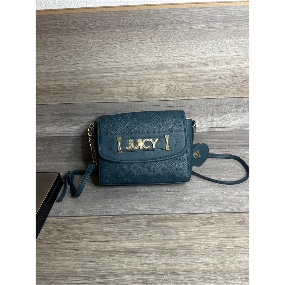Juicy Couture Women's Teal Green Crossbody Zip Around Wallet Logo